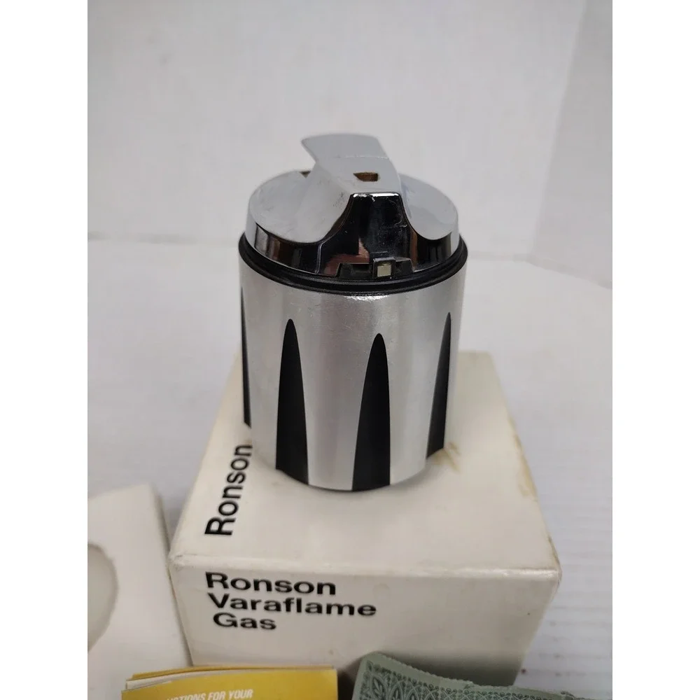 Ronson 1950's? Butane Lighter Fine TableDesk Varaflame MCM Art Deco MK2 Untested